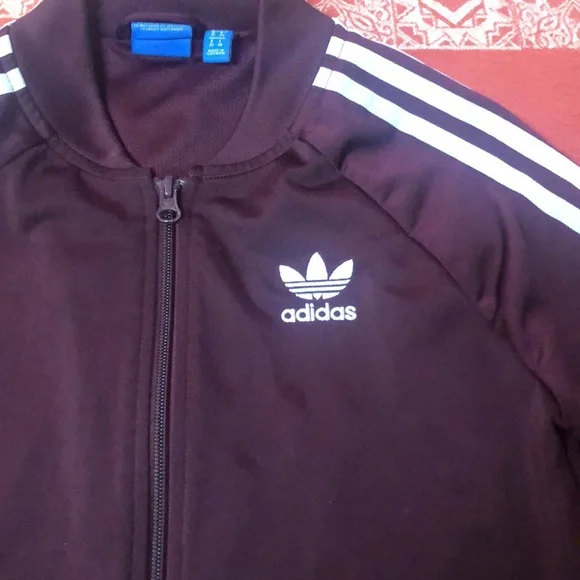 Adidas RARE awesome trefoil track coat with banded writing on back Sz XS EUC - Picture 3 of 10